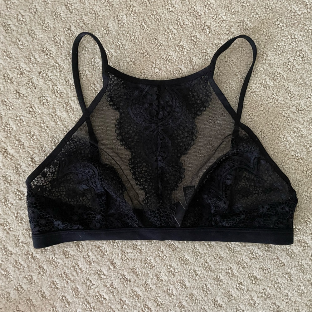 Victoria’s Secret black lace high neck bralette